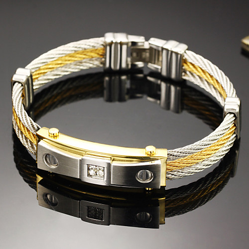 

Men's Bracelet Bangles Two tone Rock Gothic Fashion Stainless Steel Bracelet Jewelry White For Party Birthday Party / Evening Gift Evening Party