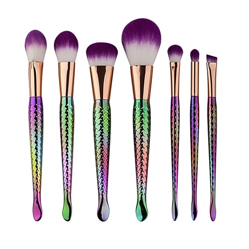 

Professional Makeup Brushes Makeup Brush Set 7pcs Matte Cute Mermaid Full Coverage Aluminium Makeup Brushes for