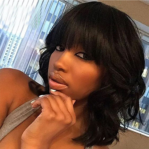 

Human Hair Glueless Lace Front Lace Front Wig Bob style Brazilian Hair Body Wave Wig 130% Density with Baby Hair Natural Hairline African American Wig 100% Hand Tied Women's Short Medium Length Human
