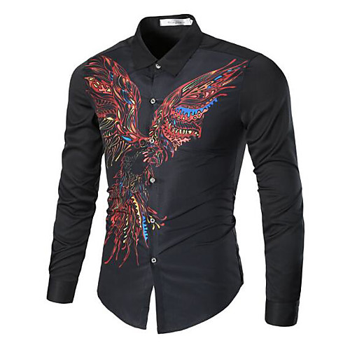 

Men's Shirt Solid Colored Animal Print Long Sleeve Daily Tops Cotton White Black Navy Blue
