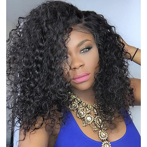 

Synthetic Lace Front Wig Kinky Curly Kinky Curly Lace Front Wig Long Light Brown Black#1B Medium Brown Jet Black Dark Brown Synthetic Hair Women's Heat Resistant Natural Hairline Side Part Black