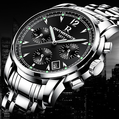 

Men's Wrist Watch Gold Watch Aviation Watch Japanese Three-eye Six-needle Stainless Steel Black / Silver / Gold 30 m Water Resistant / Waterproof Calendar / date / day Creative Analog Charm Luxury