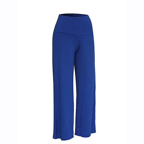 

Women's Street chic Plus Size Loose Bootcut Wide Leg Pants - Solid Colored High Waist Black Blue Red S / M / L