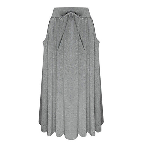 

Women's Daily Cotton Swing Skirts Solid Colored Black Blue Gray