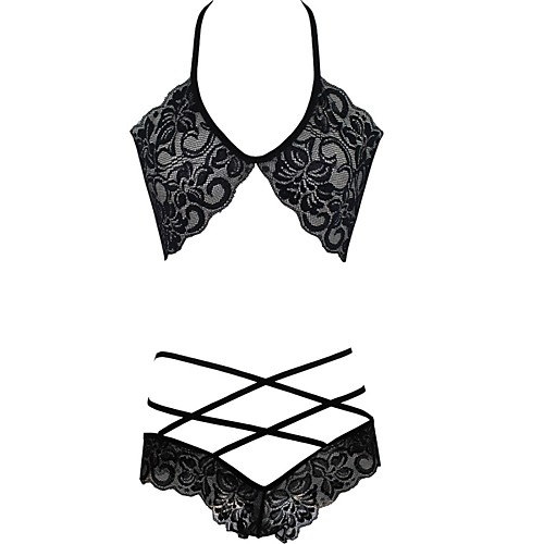 

Women's Wireless Full Coverage Bras & Panties Sets Solid Colored Cotton Black