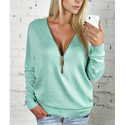 

Women's T shirt Solid Colored Long Sleeve Daily Tops Black Blue Blushing Pink