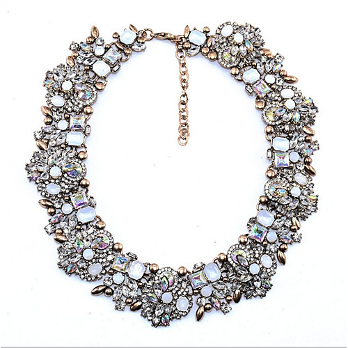 

Women's Synthetic Aquamarine Crystal Cubic Zirconia Collar Necklace Ladies Personalized Basic Vintage Crystal White Black Yellow Pink Necklace Jewelry For Christmas Wedding Party Birthday New Baby