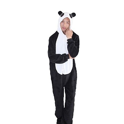 

Adults' Kigurumi Pajamas Panda Onesie Pajamas Flannel Fabric Black / White Cosplay For Men and Women Animal Sleepwear Cartoon Festival / Holiday Costumes