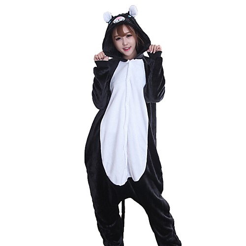 

Adults' Kigurumi Pajamas Cat Mouse Onesie Pajamas Flannel Fabric Black Cosplay For Men and Women Animal Sleepwear Cartoon Festival / Holiday Costumes