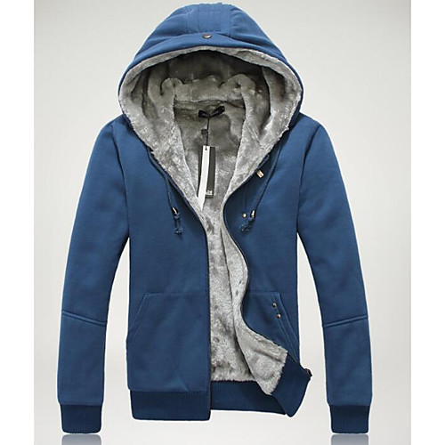 

Men's Plus Size Hoodie Zip Up Hoodie Solid Colored Hooded Daily Going out Basic Streetwear Hoodies Sweatshirts Long Sleeve Black Blue Wine / Spring / Fall