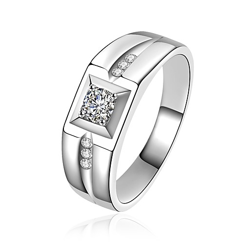 

Men's Band Ring Groove Rings Cubic Zirconia Gold Silver Sterling Silver Zircon Metal Circle Geometric Luxury Classic Bling Bling Christmas Wedding Jewelry Geometrical Solitaire Radiant Cut Multi-ways