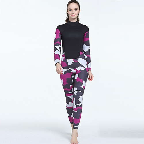 

Women's Full Wetsuit 3mm Diving Suit Anatomic Design Long Sleeve Diving Surfing Camouflage All Seasons