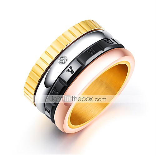

Men's Band Ring AAA Cubic Zirconia Assorted Color Titanium Steel Circle Classic Vintage Basic Party Birthday Jewelry