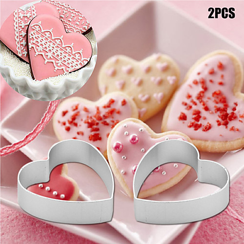 

2pcs/set Kitchen small Loving Heart Shaped Aluminium Tools Alloy Pastry Biscuit Cookie Cutter Baking Mould