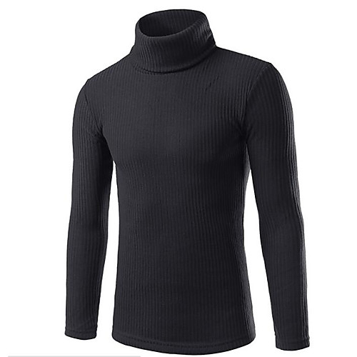 

Men's Streetwear Solid Colored Pullover Long Sleeve Slim Regular Sweater Cardigans Turtleneck Fall Winter White Black Blue / Weekend