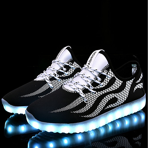 

Men's Light Up Shoes PU Spring / Fall LED Athletic Shoes Walking Shoes Black / White / Black / Blue / Lace-up / Light Soles / EU40