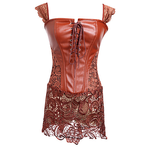 

Women's Lace Up Corset Dresses - Solid Colored Red Brown S M L / Super Sexy