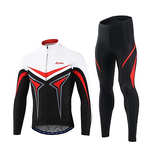 

Arsuxeo Men's Long Sleeve Cycling Jersey with Tights Winter Spandex Polyester Yellow Red Bike Clothing Suit Quick Dry Sports Classic Mountain Bike MTB Road Bike Cycling Clothing Apparel / Stretchy
