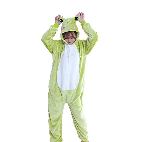 

Adults' Kigurumi Pajamas Frog Onesie Pajamas Flannel Fabric Green Cosplay For Men and Women Animal Sleepwear Cartoon Festival / Holiday Costumes