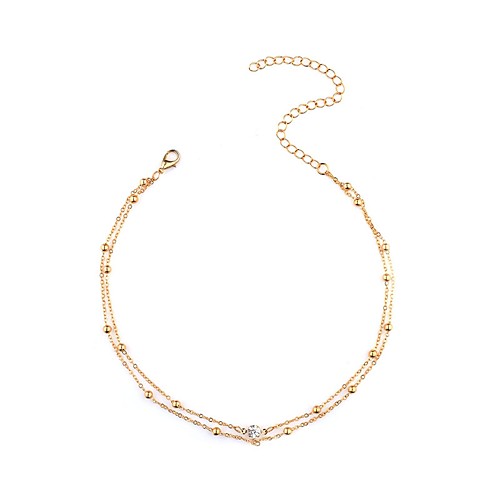 

Women's Choker Necklace Double Ladies Personalized Fashion Imitation Diamond Gold Silver Necklace Jewelry For Daily Casual Date