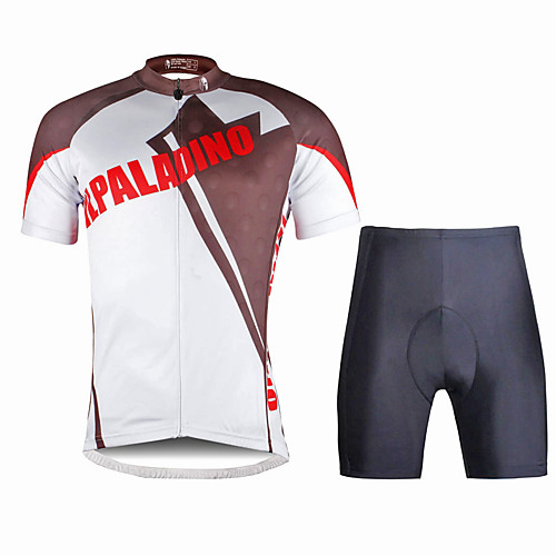 

ILPALADINO Men's Short Sleeve Cycling Jersey with Shorts - Black Bike Clothing Suit, 3D Pad, Quick Dry 100% Polyester, Terylene, Lycra