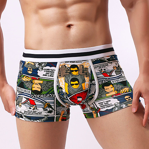 

Men's Print Super Sexy Boxer Briefs Graphic 1 Piece Gray S M L