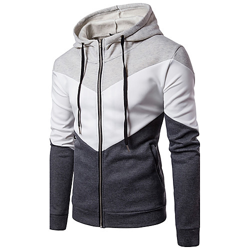 

Men's Hoodie Color Block Hooded Daily Going out Weekend Active Hoodies Sweatshirts Long Sleeve Slim Dark Gray Navy Blue / Fall / Winter