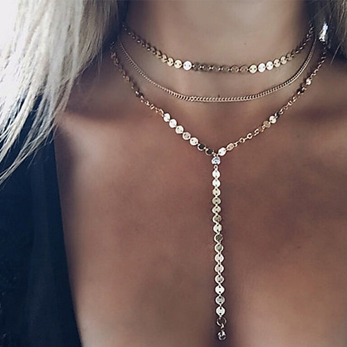 

Women's Y Necklace Layered Necklace Tassel Fringe Statement Ladies Personalized Luxury Alloy Gold Silver Necklace Jewelry For Christmas Party Birthday Gift Daily Ceremony