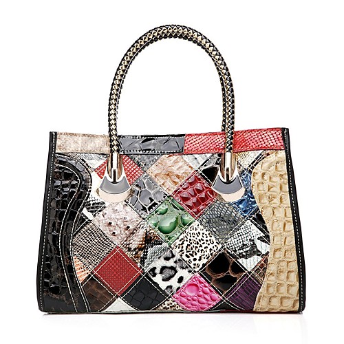 

Women's Split Joint Cowhide Tote Rainbow