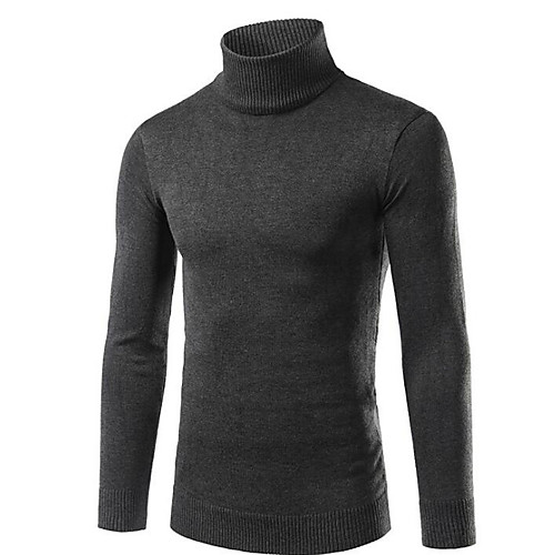 

Men's Streetwear Solid Colored Pullover Long Sleeve Slim Regular Sweater Cardigans Turtleneck Fall Winter Black Red Light gray / Weekend