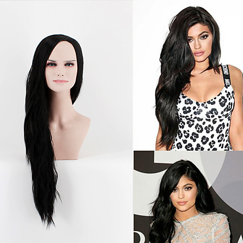 

Synthetic Wig Straight Straight Wig Long Very Long Natural Black Synthetic Hair Women's Side Part Black