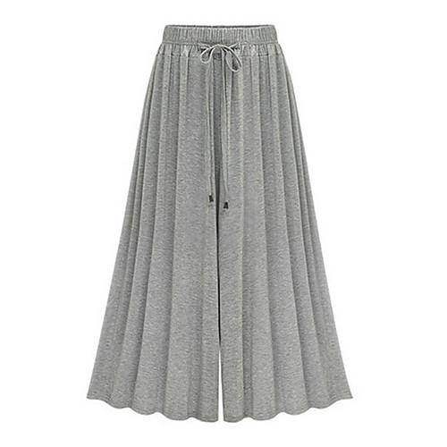 

Women's Streetwear Cotton Loose Daily Loose Wide Leg Pants Solid Colored Bow Black Navy Blue Gray