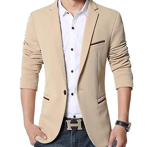 

Men's Coats & Jackets Solid Colored Spring Peaked Lapel Blazer Regular Daily Long Sleeve Polyester Coat Tops Black