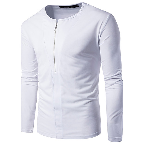 

Men's T shirt Solid Colored Long Sleeve Daily Tops Cotton White Black