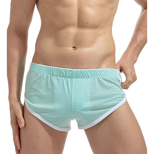 

Men's Basic Sexy Boxers Underwear Solid Colored 1 Piece Mid Waist Black Light Blue White M L XL / Slim