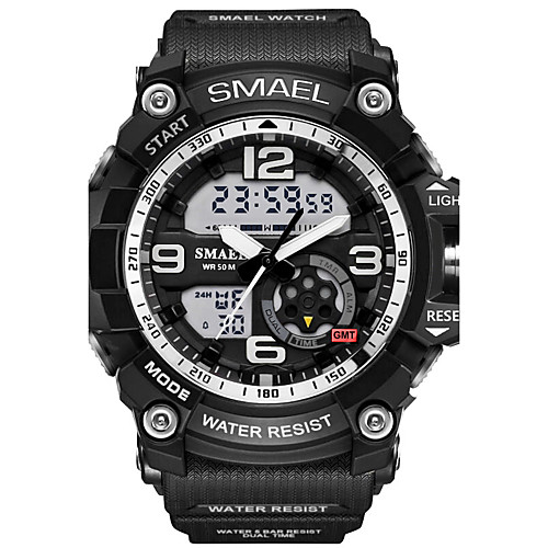 

SMAEL Men's Sport Watch Military Watch Digital Watch Japanese Quartz Quilted PU Leather Silicone Black / Red / Orange 50 m Water Resistant / Waterproof Calendar / date / day Chronograph Analog