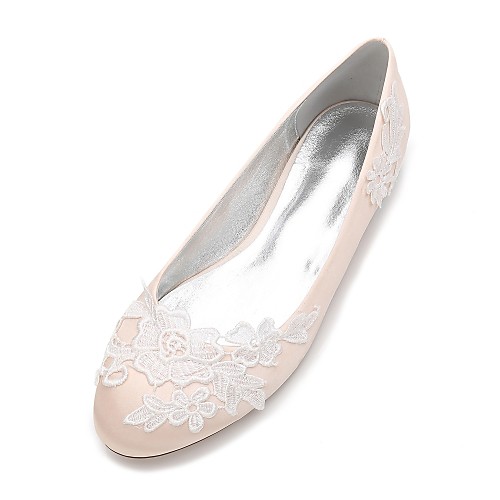 

Women's Wedding Shoes Plus Size Flat Heel Round Toe Comfort Ballerina Wedding Dress Party & Evening Satin Satin Flower Appliques Flower Summer White Black Purple / EU42