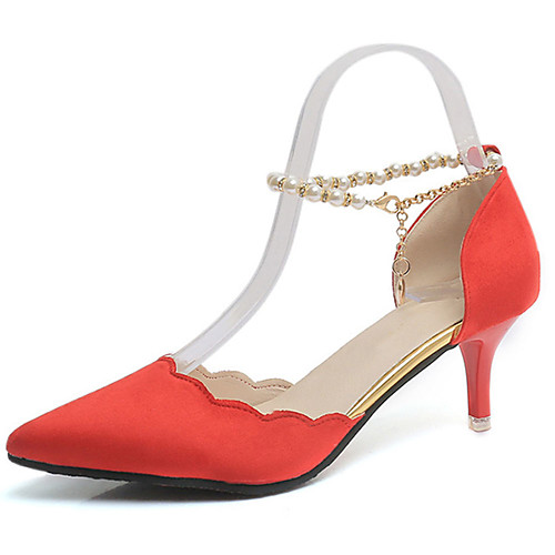 

Women's Heels Glitter Crystal Sequined Jeweled Stiletto Heel Pointed Toe Pearl Cashmere Comfort Walking Shoes Spring Red / Pink / Green / Dress / 3-4