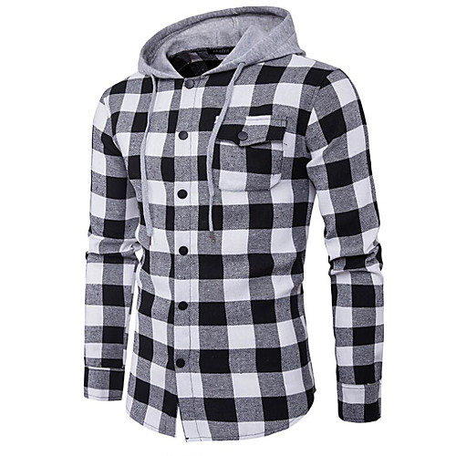

Men's Hoodie Plaid Print Hooded Daily Weekend Classic & Timeless Hoodies Sweatshirts Long Sleeve Slim Black Red / Spring / Fall