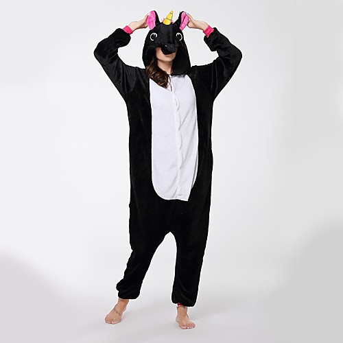 

Adults' Kigurumi Pajamas Unicorn Flying Horse Pony Onesie Pajamas Flannel Fabric Black Cosplay For Men and Women Animal Sleepwear Cartoon Festival / Holiday Costumes