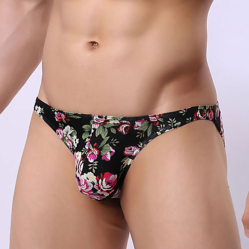 

Men's 1 Piece Print Briefs Underwear Floral White Black Red M L XL