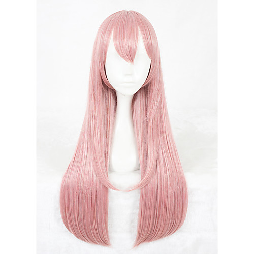 

Synthetic Wig Straight Straight Wig Long Pink Synthetic Hair Faux Locs Wig Pink