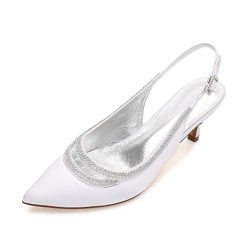 

Women's Wedding Shoes Kitten Heel / Cone Heel / Low Heel Pointed Toe Rhinestone / Sparkling Glitter / Hollow-out Satin Comfort / Mary Jane / D'Orsay & Two-Piece Spring / Summer Blue / Champagne