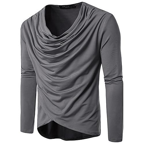 

Men's T shirt Solid Colored Long Sleeve Daily Tops Cotton Black Gray