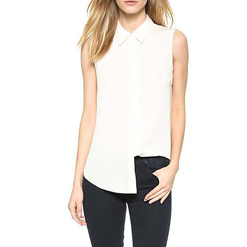 

Women's Shirt Solid Colored Stylish Sleeveless Business Tops Casual Streetwear White Black Red