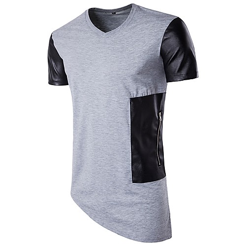 

Men's T shirt Color Block Short Sleeve Daily Tops Cotton White Black Red