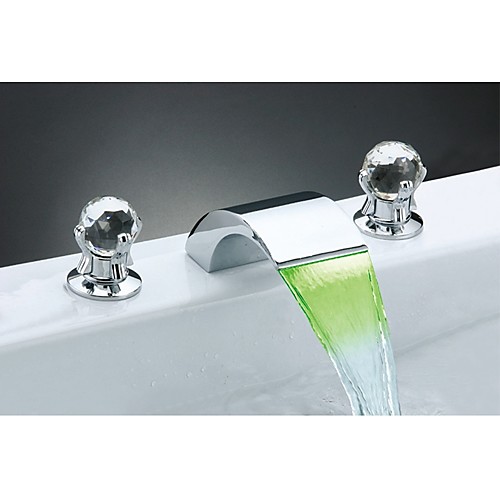 

Bathroom Sink Faucet - Waterfall / Widespread Chrome Widespread Two Handles Three HolesBath Taps / Brass