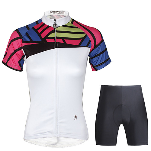 

ILPALADINO Women's Short Sleeve Cycling Jersey with Shorts - Black Bike Clothing Suit, 3D Pad, Quick Dry Polyester, 100% Polyester,
