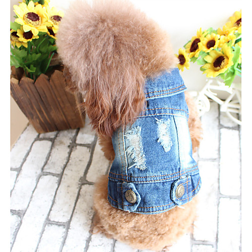 

Dog Denim Jacket / Jeans Jacket Dog Clothes Solid Colored Blue Oxford cloth Costume For Summer Men's Women's Casual / Daily