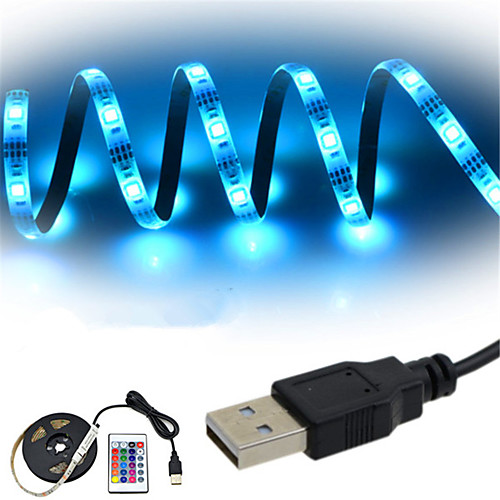 

2m RGB Strip Lights 60 LEDs SMD5050 10mm 1 24Keys Remote Controller RGB Waterproof Cuttable USB 5 V 1 set IP65